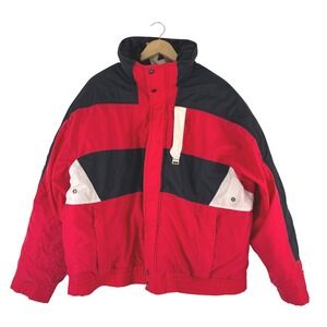 Inside Edge Mens‎ XL Vintage Ski Jacket Red Black Colorblock M2733 RECCO System